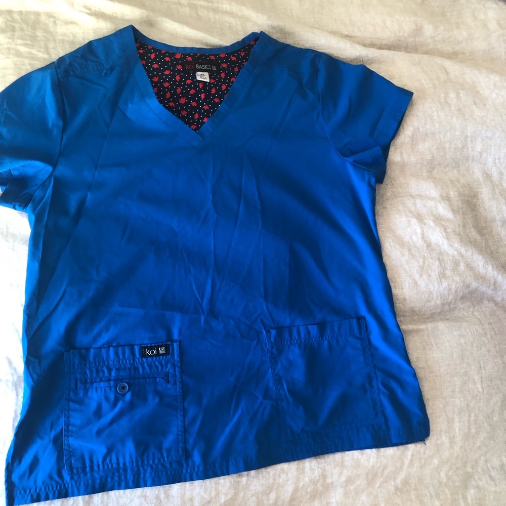 Koi Blue Scrub Top
